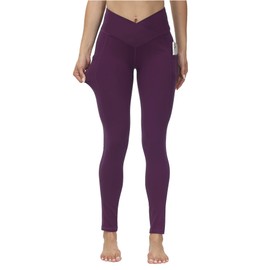 ALONG FIT V Crossover Leggings for Women Cross Waisted Yoga Pants with Pockets Tummy Control Non-See Workout Leggings