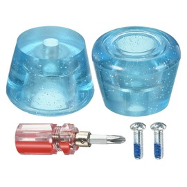 M METERXITY Roller Skate Stopper - Rubber Brake Block Toe Stops, Adjustable with Screwdriver, Apply to Roller Skate (1.46 Inch 1.85 Inch Dia, Clear Blue)