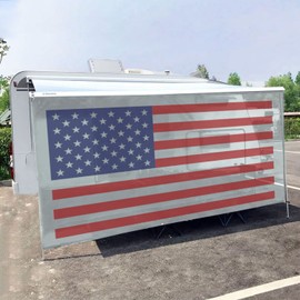 Tentproinc RV Awning Sun Shade Screen 7' X 17' 3'' (American Flag) Gray Mesh Sunshade Camper Trailer Awning Shade Screen UV Blocker Completed Kits