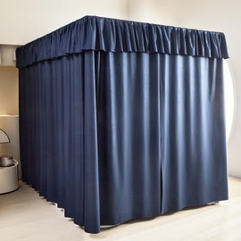 AIKASY Dark Blue Thickened Bed Canopy Curtains - Elegant Bedroom Decor for Adults and Girls - Strong Lightproof and Windproof Design(Queen, Dark Blue)