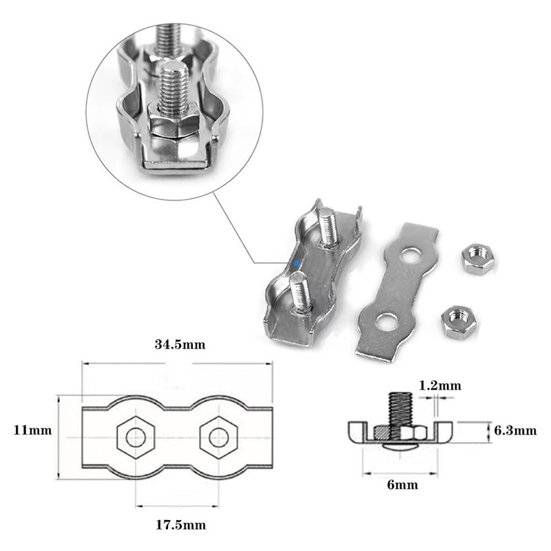 20 Pcs stainless steel duplex wire rope cable clamp/wire rope