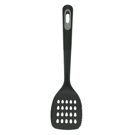 Fackelmann PRO Slotted Turner, Multi Functional, Cooking Spatula, PBT Function Head, Soft Touch Handle, 34.5x8.8x6cm, Black & Grey