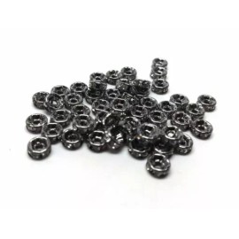 Beadsmith 20 pcs Gunmetal Black Clear Rhinestone Rondelle Spacer Beads– 6mm x 3mm –Grade A