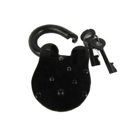 Antique Lock 4.5" x 2.5" with Keys, Old Lock and Key, Antique Style Padlock, Iron Jailer Lock with Keys, Addition to Pirate, Medieval or Western Collections