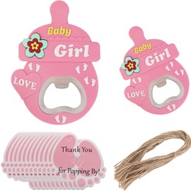 24 pcs Pink Bottle Opener Baby Shower Favor for Guest, Girl Baby Shower Party Souvenir/Keepsake/Decoration, PVC Metal Bottle Opener for Beer (Pink, 24)