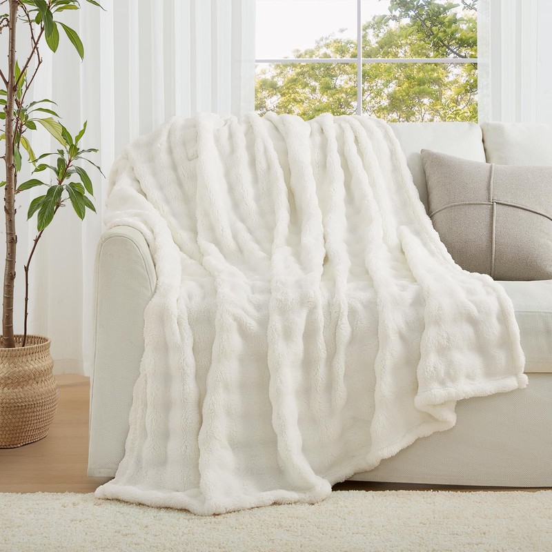 Topfinel Cuddly Blanket 130 x 150 cm White Bubble Blanket