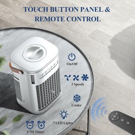 Portable Air Conditioners w/Remote, USB Charging, Mini Air Conditioner, 1200ML Water Tank, 2 Ice Boxes & 2 Sprays, 7H Smart Timer, Evaporative Air Cooler With 3Speeds, Desktop Fan For HomeOutdoors