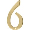Hillman 847048 4-Inch Nail-On Traditional Solid Brass House Number 6
