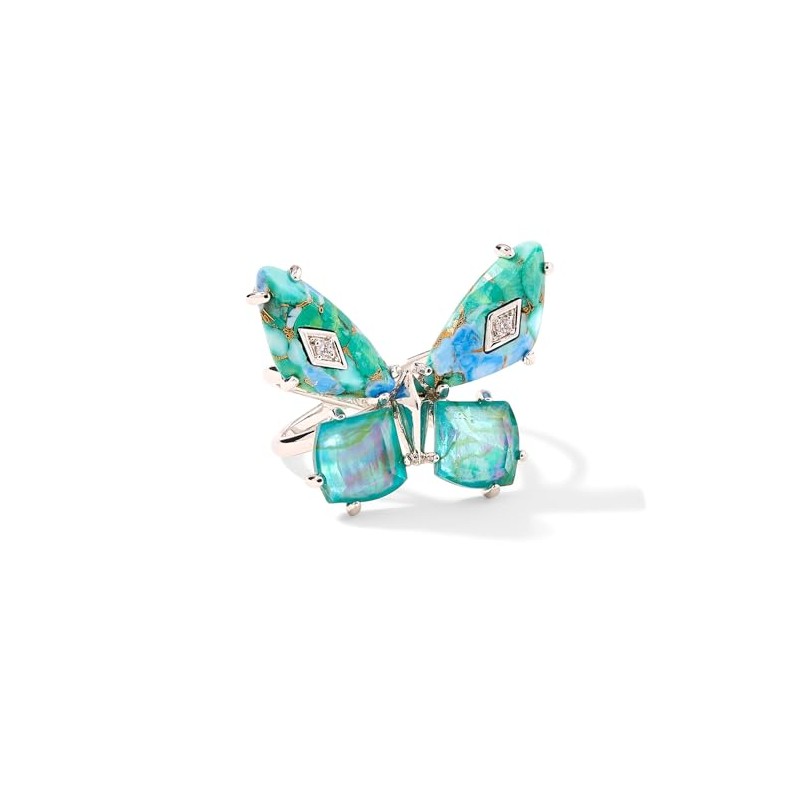 Kendra Scott Womens Bianca Butterfly Cocktail Ring Silver Bright Aqua