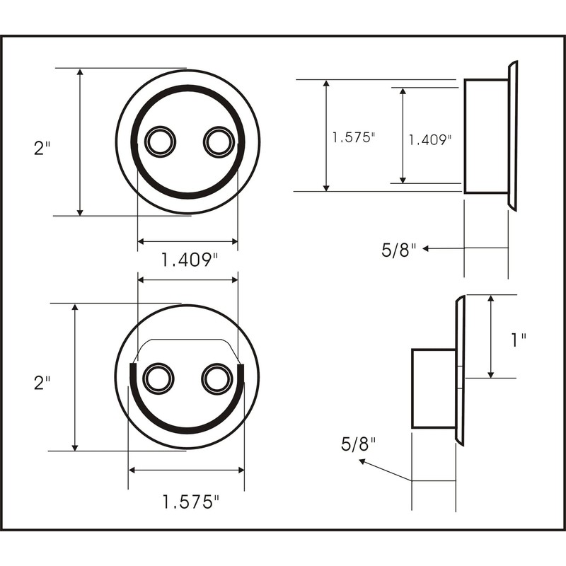 QCAA Heavy Duty Solid Metal Closet Rod Socket Set, 1-3/8'',