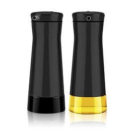 Olive Oil And Vinegar Dispenser Bottle Set by Aelga -2 Pack Elegant Stainless Steel Oil Dispenser Set- Black Oil Dispenser Bottle for Kitchen with Drip Free