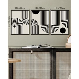 KUVIOKE Black Abstract Boho Framed Wall Art Mid Century Modern Wall Painting Neutral Bohemain Hallway Living Dining Room Decor 11x14in (Black Framed)