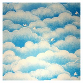 Buydecorativefilm BDF 1CCCB Window Film Non-Adhesive Cotton Candy Cloud Blue Static Cling - 36in X 82ft
