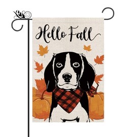 Hello Fall Garden Flag Beagle Dog Pumpkins Double Sided Vertical Seasonal Autumn Outdoor Yard Lawn Decorations 12.5 x 18 Inch