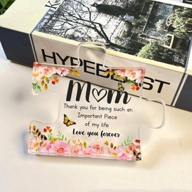Mum Gifts, Thank You Gift with Touching Words for Mum, Decorative Acrylic Engraved Puzzle Piece Desktop Ornament for Birthday, Mother's Day, Christmas, Thanksgiving