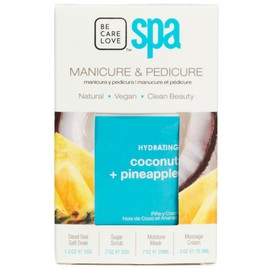 Be Care Love Spa Hydrating Coconut + Pineapple 4-in-1 Packet Box Set luxury manicure & pedicure experience, packed into four convenient, single-use packets Made in USA