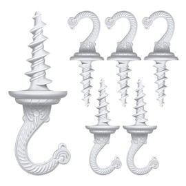 OBSTKUCHEN Swag Ceiling Hooks Wall Hook Heavy Duty Swag Hook Driller Hook Indoor Outdoor for Hanging Plants Chandelier etc. (6, White)