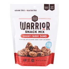 BeeFree Warrior Mix Gluten Free Granola - Soft Chunky Granola Bites | Paleo, Low Carb, Grain Free, Preservative Free, Oat Free | Low Calorie Snacks | Hagen’s Berry Bomb, one 9 Ounce Bag