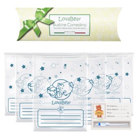 Lovabear 6 Baby Layette Sachets - Bags, Birth Hospital Envelopes, GripLock Airtight Slider Closure, 6 pcs Transparent First Change Clothes Bag Birth Bag, Baby