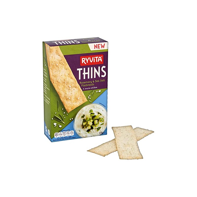 Ryvita Thins Rosemary & Sea Salt Flatbreads, 125g