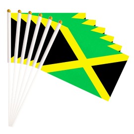 25 Pack Jamaica Small Flag, Hand Held Jamaican Stick Flag National Country Flag, Party Decorations, Supplies For Parades, Festival Events, International Festival, Celebration (Jamaica)