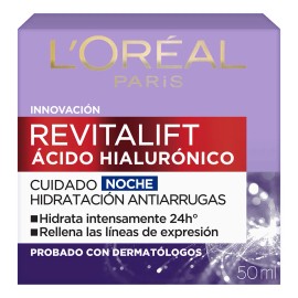 Oreal Paris Revitalift Ácido Hialurónico Crema Hidratante Noche Hidrata Intensamente Rellena Líneas Expresión