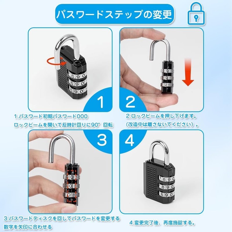 Padlock Dial 3 Digit Dial Lock Small Auxiliary Lock Anti-Theft