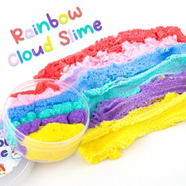 Okaybee Rainbow Cloud Slime, Super Soft and Non-Sticky Premade Slime, Slime Party Favors for Girls and Boys Ages 8-12, Slime Sensory Toys, Holiday Birthday Hallowmas Gift for Kids