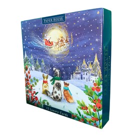 Christmas Cards Deluxe Box of 12 - Snowy Animals at Night - 4 Each of 3 Designs - Eco-Friendly and Recyclable - By Paper House