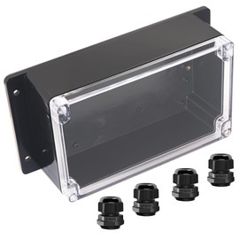 Raculety Junction Box IP65 Waterproof ABS Plastic Electrical Project Case Power Junction Boxes, Clear Cover Project Box with Fixed Ear 7.87 x4.72 x2.95 inch (200x120x75 mm)
