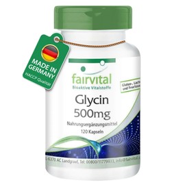 fairvital Glycine Capsules 500 mg, 120 Capsules, Swallow-Friendly, High Dose, Vegan, Amino Acid