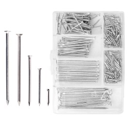 250 Assorted Flat Head Nails Perfect for Wood and Hanging Pictures, Long, Medium and Small Wall Nails for DIY and Crafts, Home Décor, Woodwork, Furniture and Construction