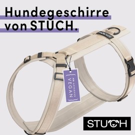 STUCH Dog Harness - Adjustable Nylon Harness - Padded - for Small, Medium and Large Dogs, Colour: Beige, Size: L