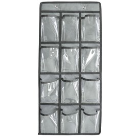 Wall Pocket, Clear, 12 Pockets, Wall Hanging, Calendar Pocket, Space Saving, Non-woven Fabric, Classroom, Smartphone, Trinket Organization, Entrance, Hanging Storage, Door Hanger Included (Gray)