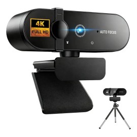 Cámara Web 4K UHD Ourlife con Micrófono y Enfoque Automático USB Con Trípode Extensible