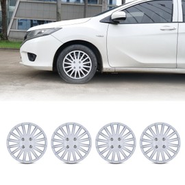 AUTOFREE 14 inch Hubcaps Wheel Covers White Lacquer Color, Universal ABS Wheel Rim Covers Snap Clip-On Auto Tire Guards OEM Style Replacement, Set of 4 - for Car Truck SUV 14 Inch Tire