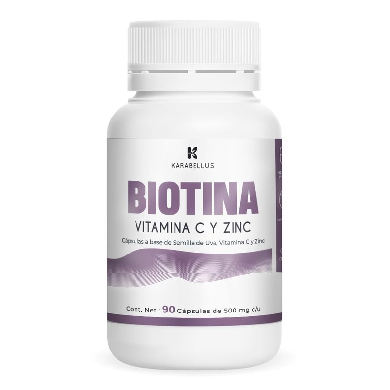 Biotina, Semilla de Uva, Vitamina C y Zinc, 90 Cápsulas
