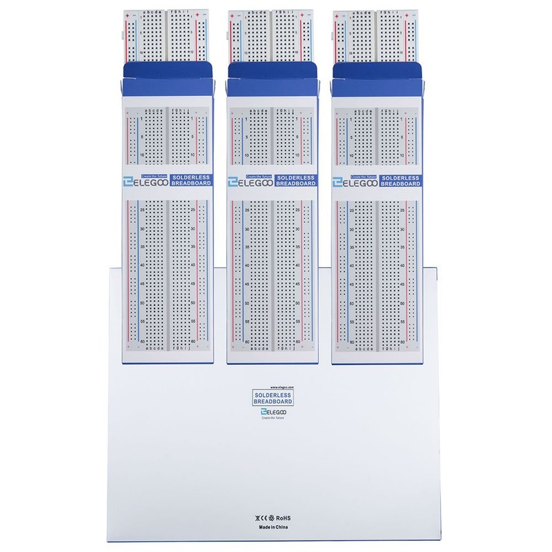 ELEGOO 3pcs MB-102 Breadboard 830 Point Solderless Prototype PCB Board