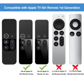TOKERSE Silicone Case Compatible with Apple TV 4K/HD Siri Remote (1st Gen) - Anti-Slip Shock Proof Soft Remote Cover Case Compatible with Apple TV 4K 5th 4th Gen Siri Remote Controller - Black