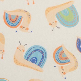 Kt KILOtela - Printed Canvas Fabric Decoration Tapestry Cushion Curtains Bedspreads Tablecloths Bags Crafts Choice of Length 50 by 50 cm Kids Snails Multicoloured
