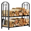 Fire Beauty Fireplace Firewood Log Rack 5-Piece Storage Logs Holder