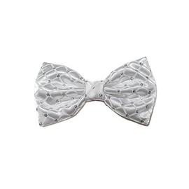 Mini Satin Hair Bow (Headband (Large), White Diamonds)