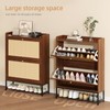 SUPERLELE Rattan Shoe Storage Cabinet, Entryway Slim Shoe Rack with