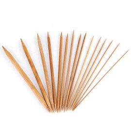 Hilitand Juego de 75 piezas/set de agujas de tejer, agujas de doble punta carbonizadas en 15 tamaños 20cm/7.87in (2.0mm-10.0mm)