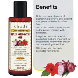 Satvayush Khadi Ultra Premium Red Onion with Hibiscus Ayurvedic Natural & Herbal Hair Oil (210 ml)