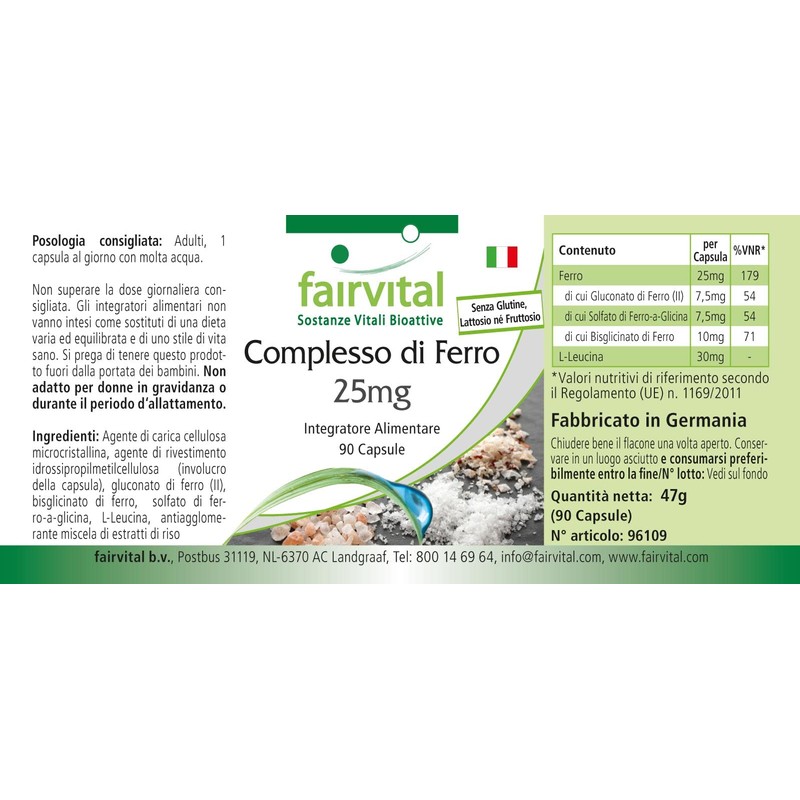 Fairvital Iron Complex 25 mg Capsules – High Dose –