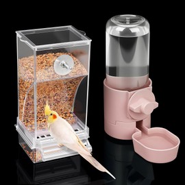 lemtrflo No Mess Bird Feeder Water Dispenser Set, Bird Feeder for Cage, Cage Accessories for Cockatiels, Finches, Budgies and Canaries