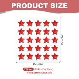PATIKIL Star Gem Stickers 10mm, 2 Sheet Self Adhesive Acrylic Star Rhinestones Jewel Sticker Crystal Embellishment Sheet for Crafting Nail Decor Makeup DIY, Red