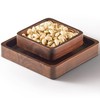 FANATU Wood Pistachio Snack Bowl with Shell Storage, Double Dish