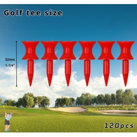 Adhere 120pcs Golf Tees plastic1-1/4 inch Red Castle Golf Tees, Durable 32mm Small Castle Tees ((32mm・Red・120pcs)